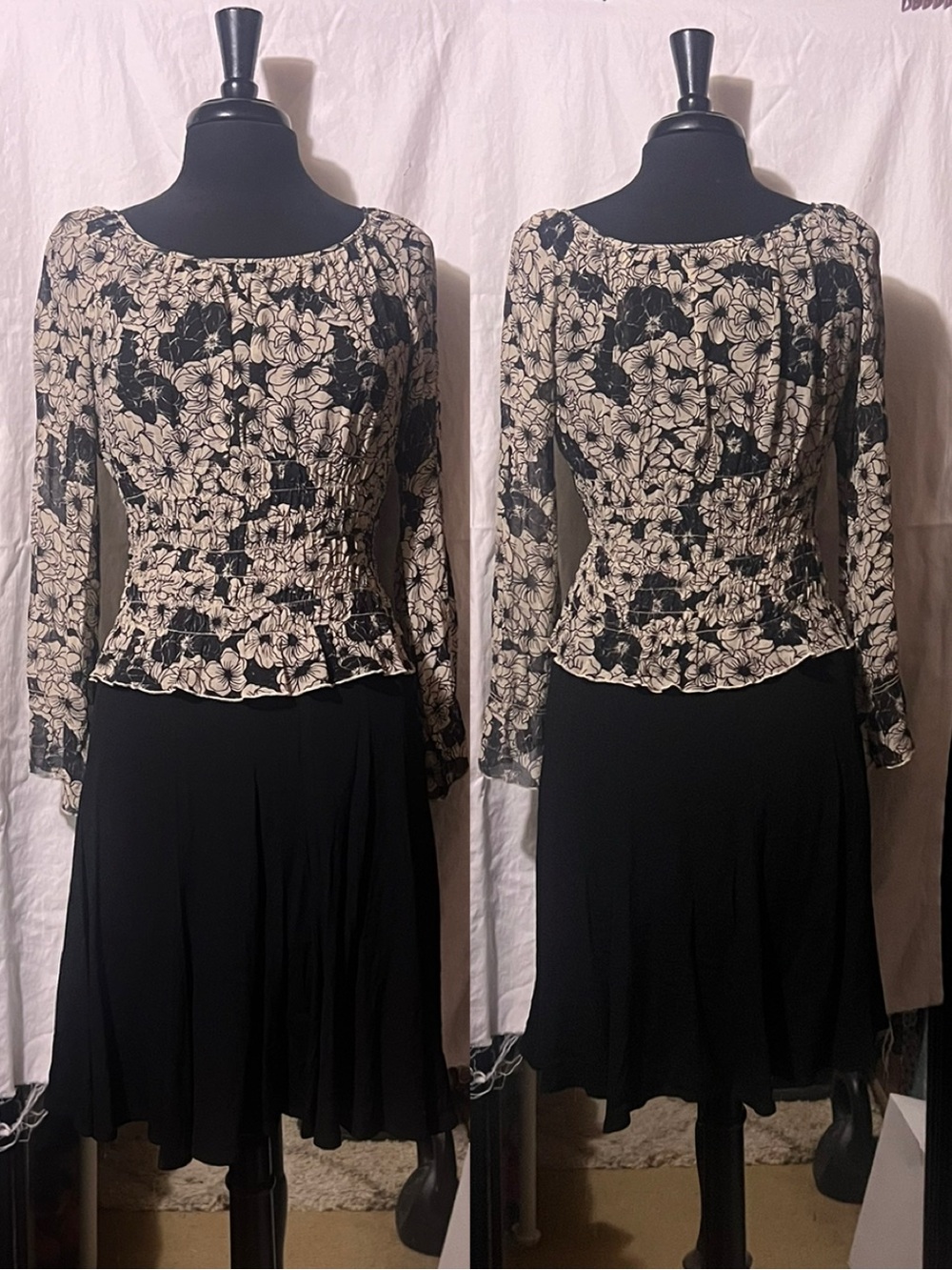 90s Silk Floral Peplum Top